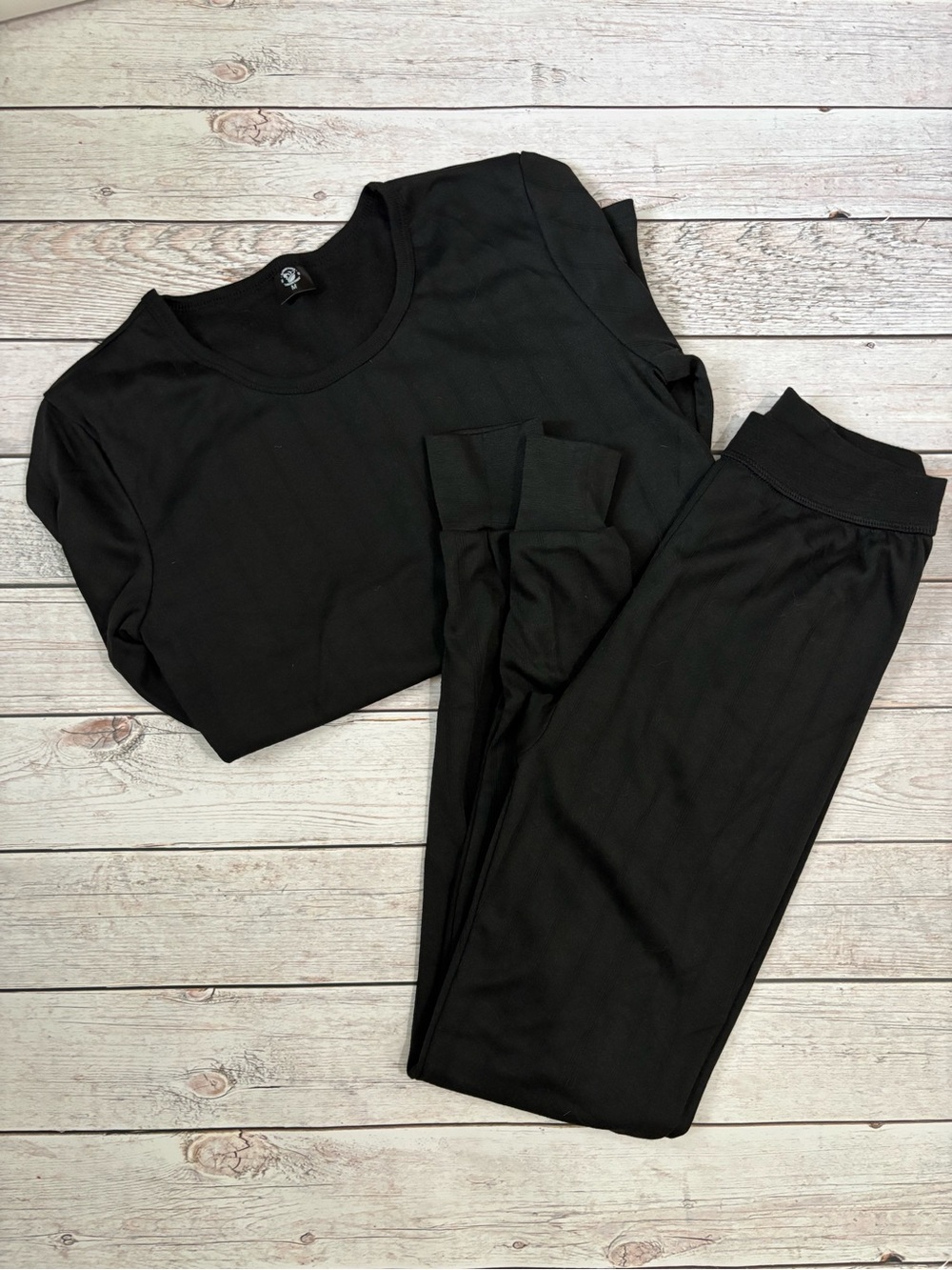 Women's Black Stretch Lounge Leggings Set